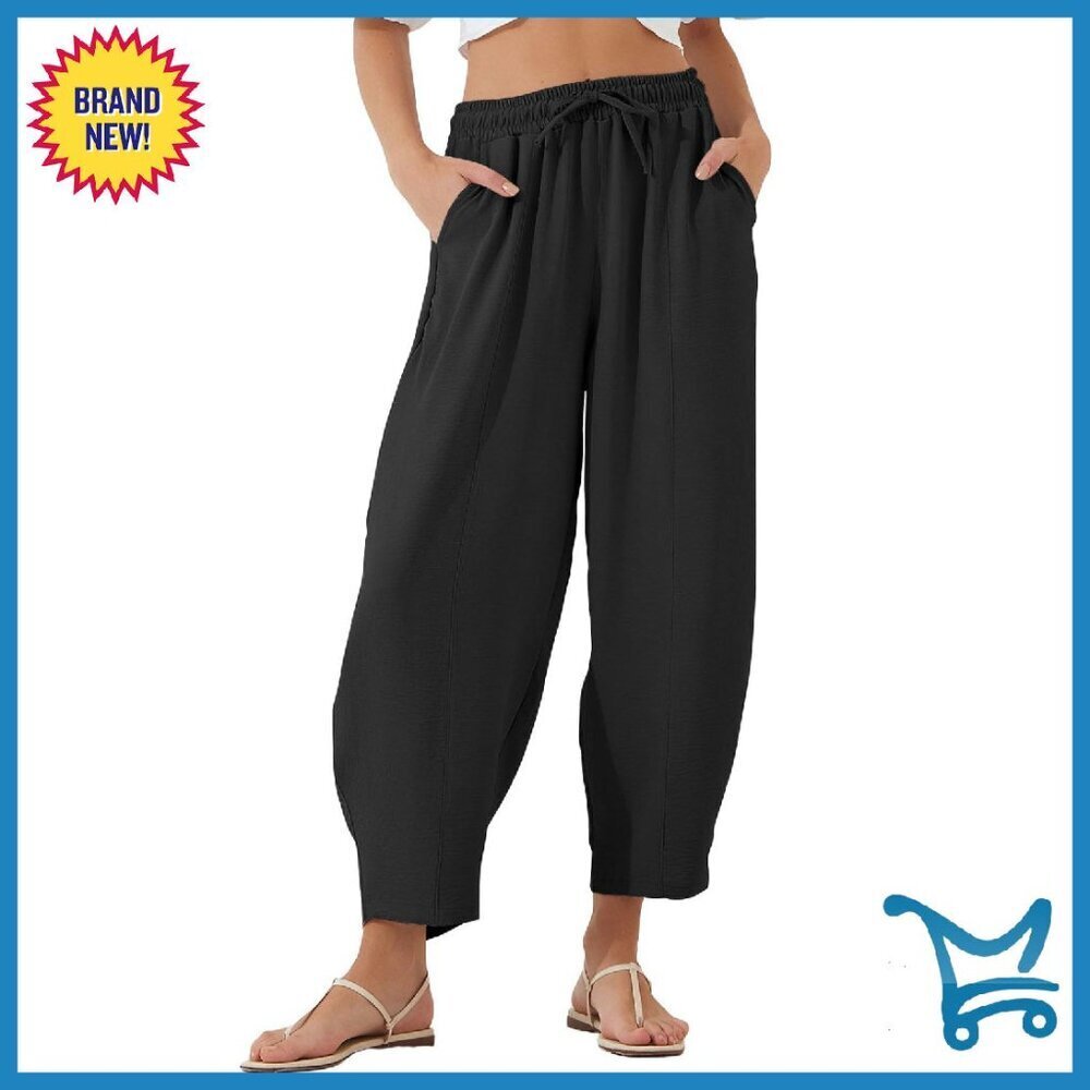 High Waisted Wide Leg Palazzo Trousers - Soft Lightweight Material
